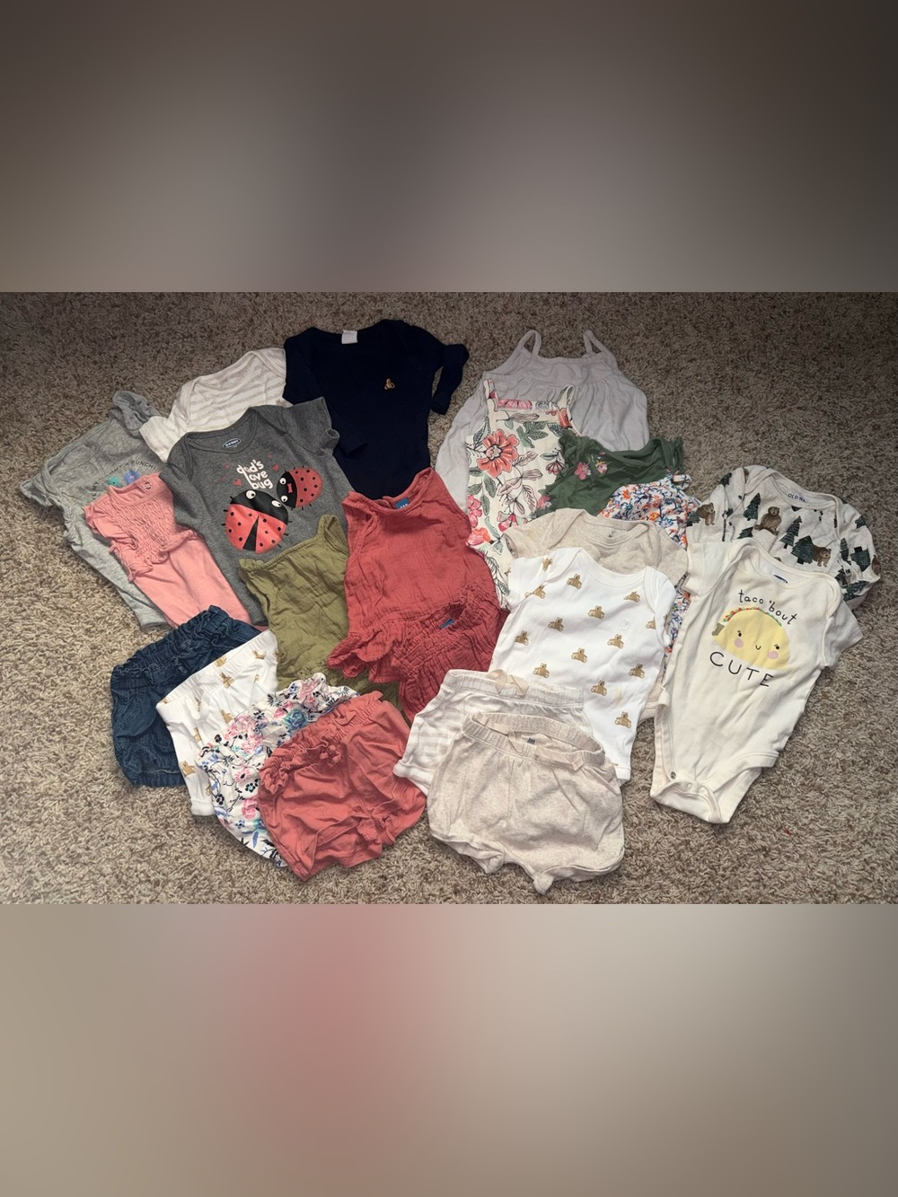 Baby Summer Clothing Bundle – Sizes 3-6M with 6-12M Bonus Onesies & Romper
